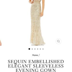 NWT Mac Duggal size 8  $598 sequin gown in nude gold .